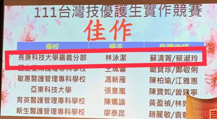 111臺灣技優護生實作競賽